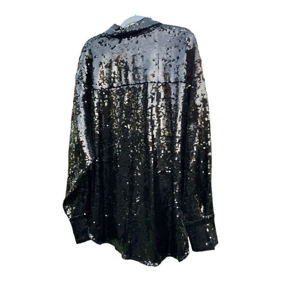 NWT Good American sequin party shirt oversized button down size 5 or 2x women’s - Picture 8 of 11